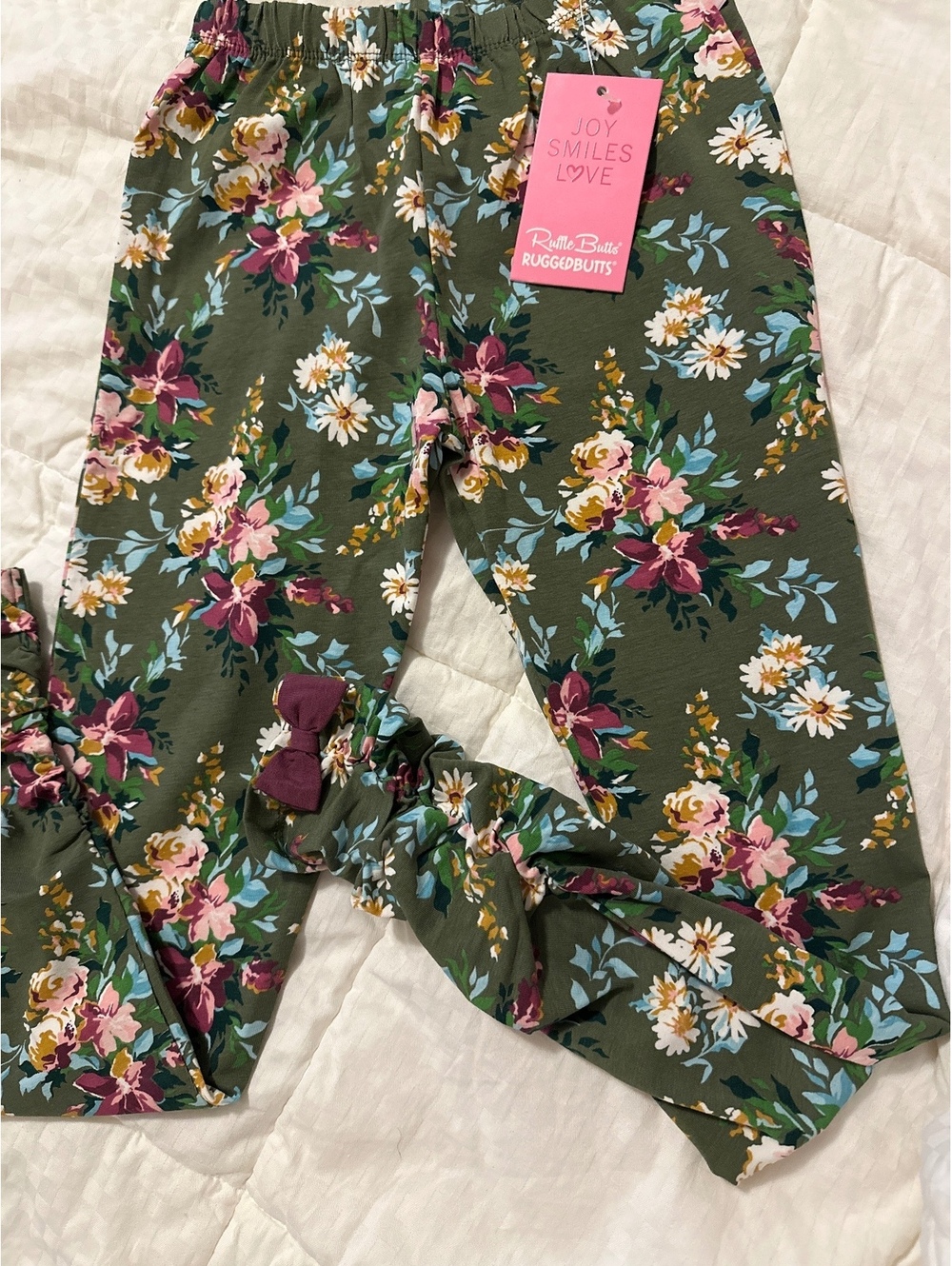 NWT Ruffle Butts Girls 8y Floral Ruched Bow Legging/play pants